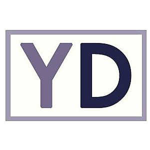 The letter Y in lavender and D in purple, with a lavender rectangle around the two letters