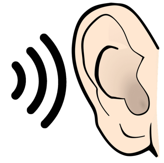 drawing of an ear with sound waves coming towards it