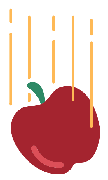 Cartoon of falling apple